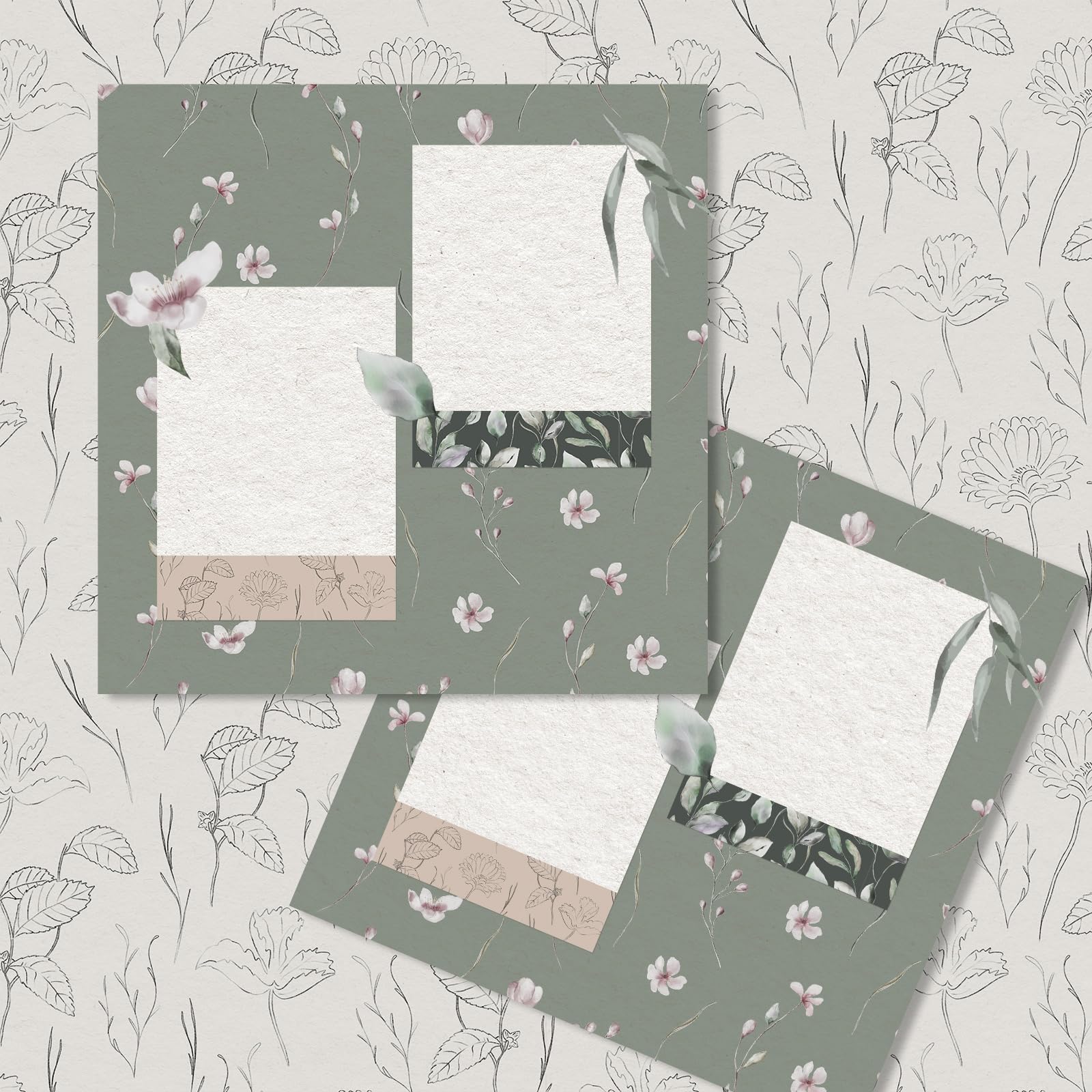 JarThenaAMCS 24 Blatt grünes Muster Papier grüne Eukalyptusblätter Scrapbook Spezialpapier Vintage Decoupage doppelseitige Dekoration Handwerk Neugeborene Geschlecht Enthüllung Baby Brautdusche Junk