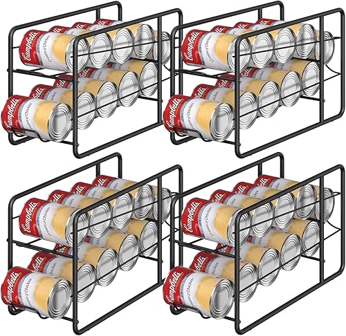 Miniatura 9 de MOOACE Paquete de 4 dispensadores de latas, organizador apilable de almacenamiento de latas para alimentos enlatados, gabinete de cocina, despensa,