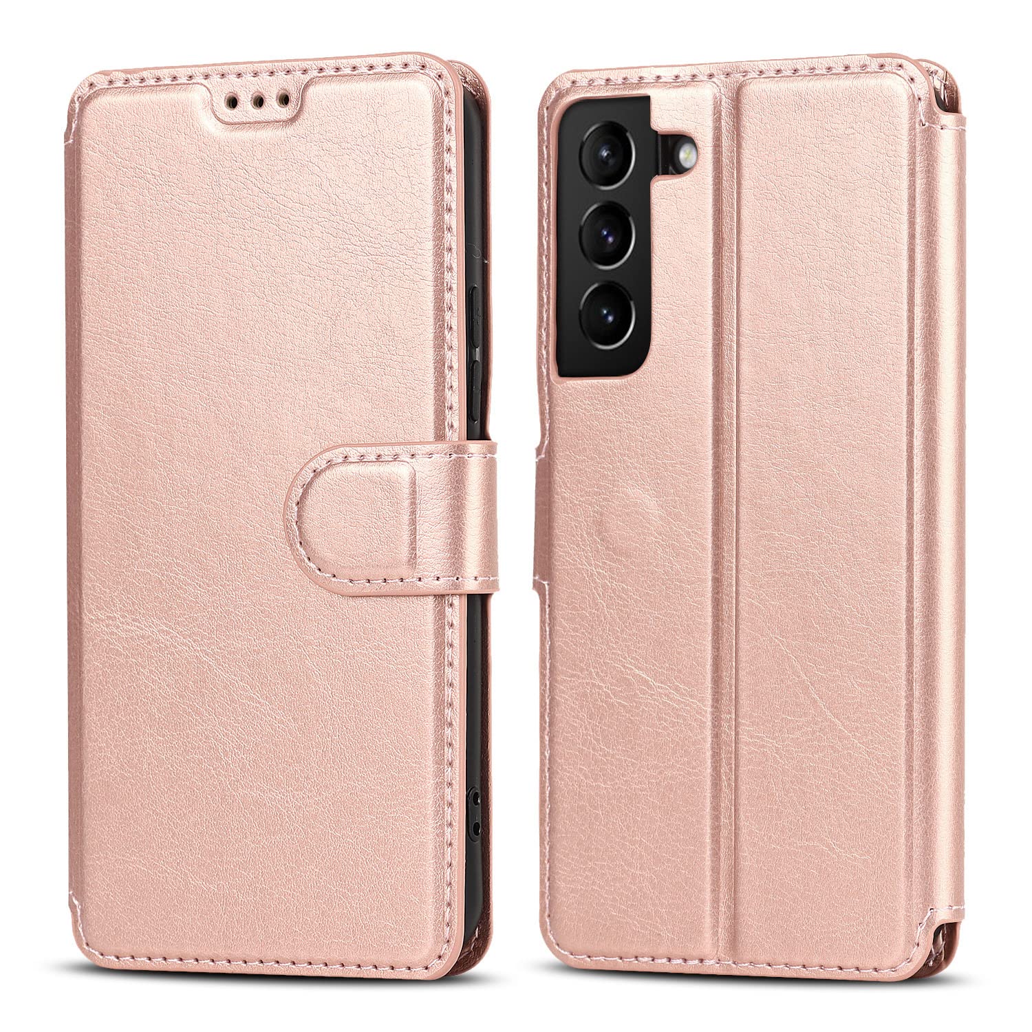 Étui de téléphone en cuir rose pour Samsung S24 Plus avec support portefeuille intégré