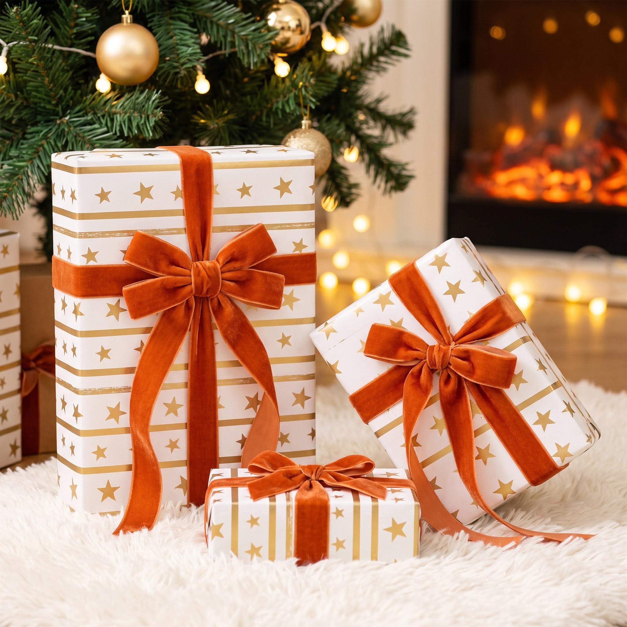 Cinta de terciopelo naranja quemado de 1 pulgada y 25 yardas para árbol de Navidad, envoltura de regalos, ramo de flores, decoración de coronas, fabricación de lazos