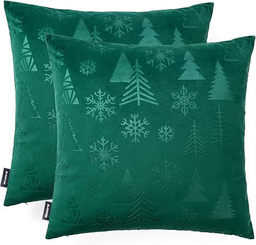 BLACKTHX Juego de 2 fundas de almohada de Navidad fundas de almohada de terciopelo verde esmeralda para decoración gótica del hogar 12 x 20 pulgadas