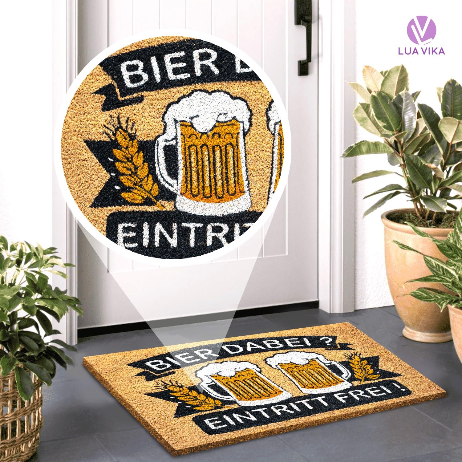 Paillasson Coco Extérieur Intérieur 40x70 Cm - Tapis Entrée Antidérapant Houses Original