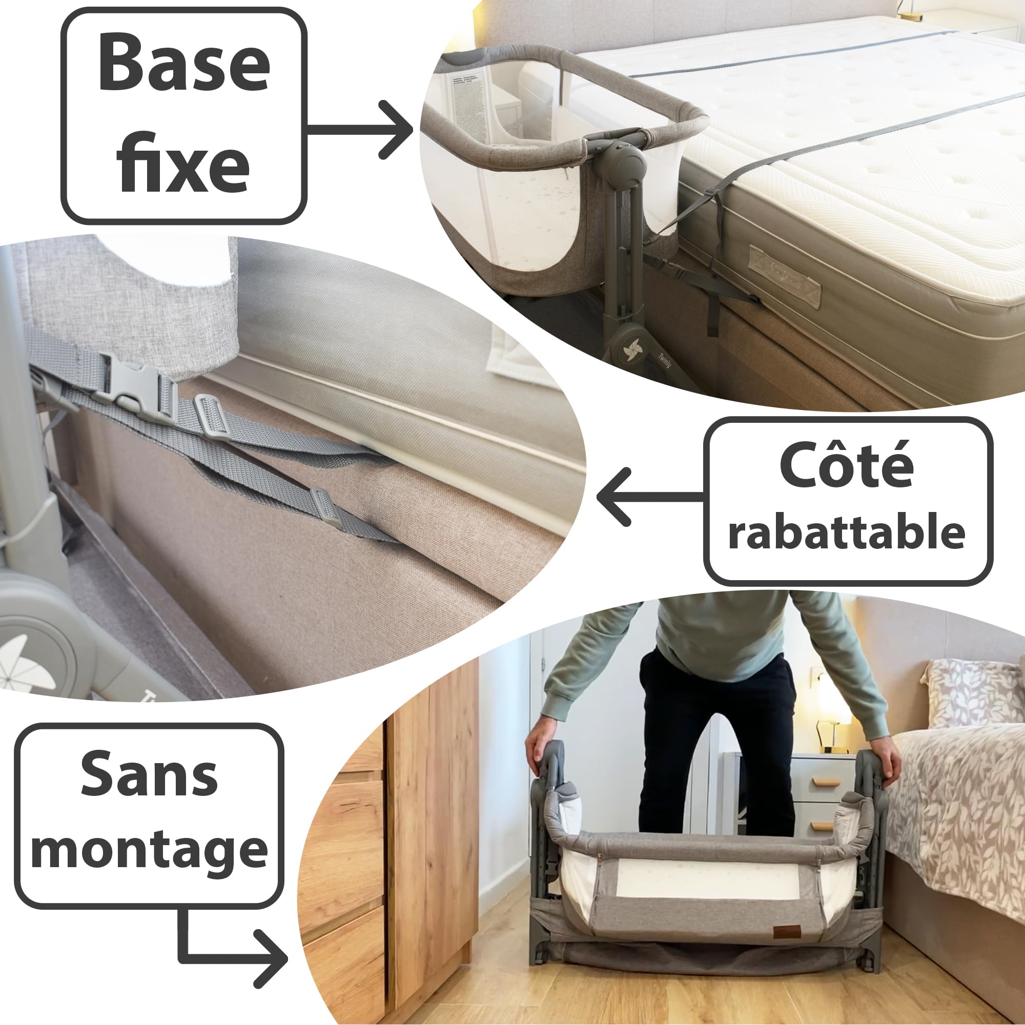 Berceau Cododo Comfortly avec roulettes Lit Parapluie Pliable Hauteur Réglable 5 Niveaux 9 kg Matelas Drap Sac Panier Couleur Bois