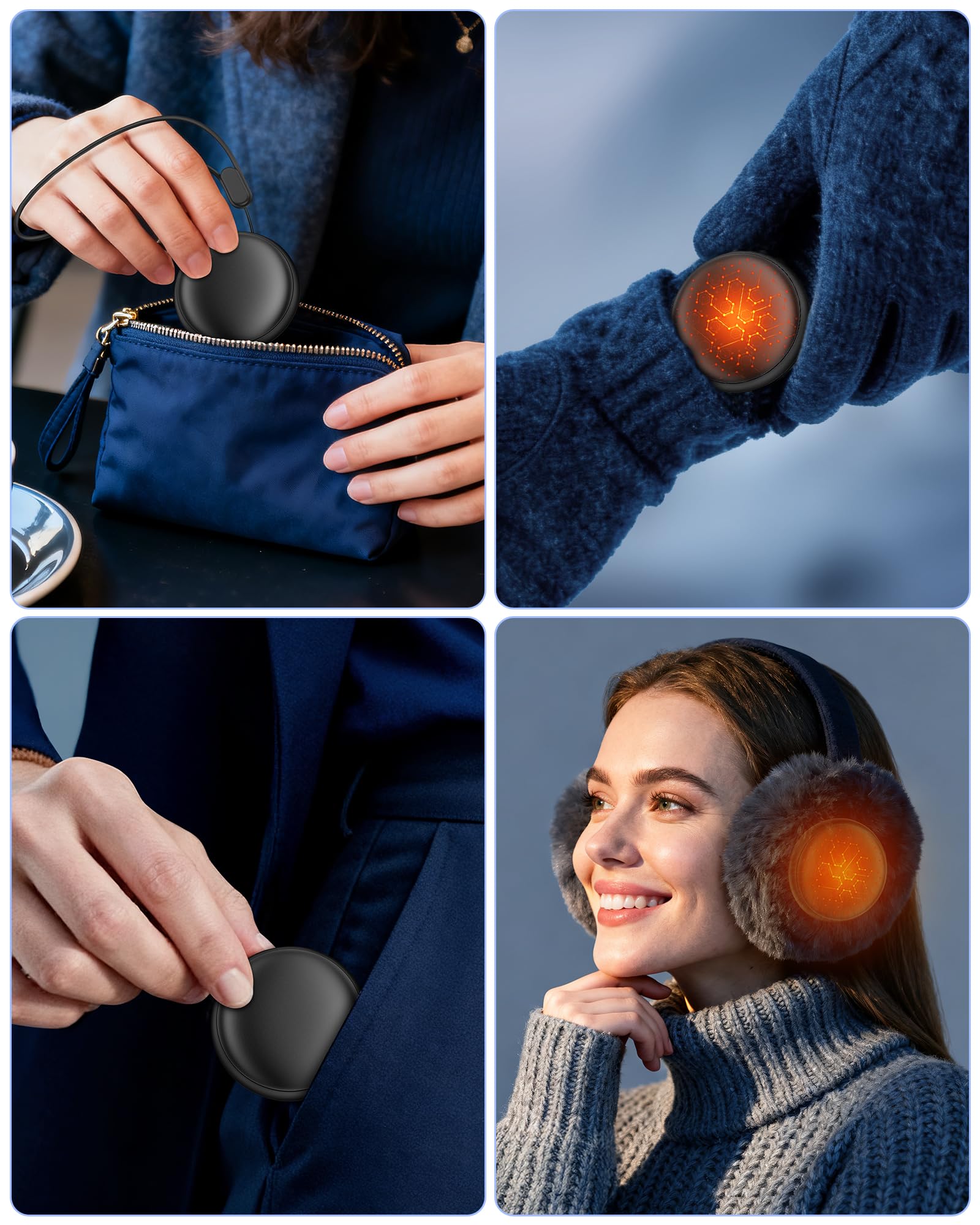 Pocket Size Hand Warmers Rechargeable 2 Pack,20Hrs Long Safe Heat,0.5S Instant Heating,Ultra Thin Electric Hand Warmers,5 Levels Heating Fits in Gloves, Hunting Camping Hiking Essentials