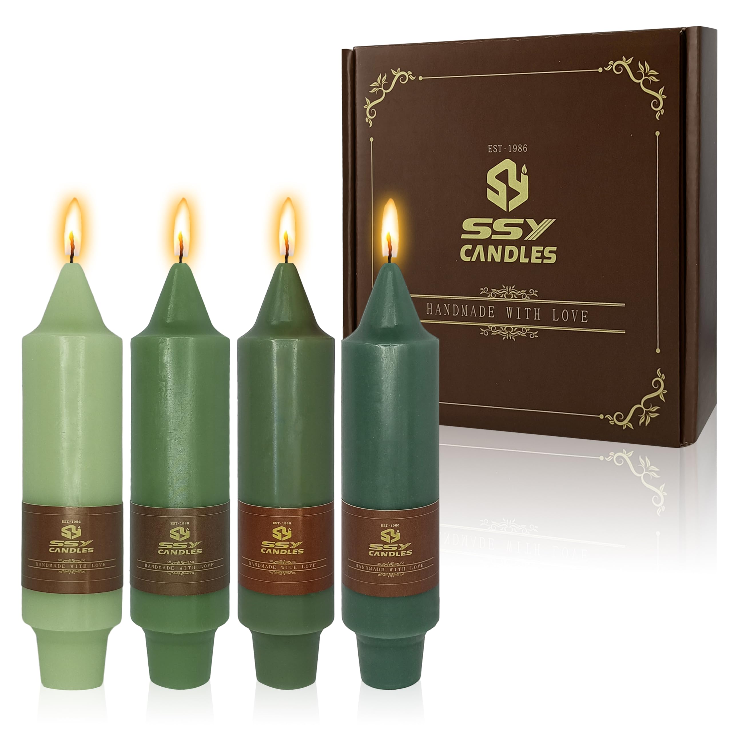 5 inch Short Candlesticks Gradient Green Taper Candles 4 PCS for Dinner Household Wedding Party Home Décor Candles