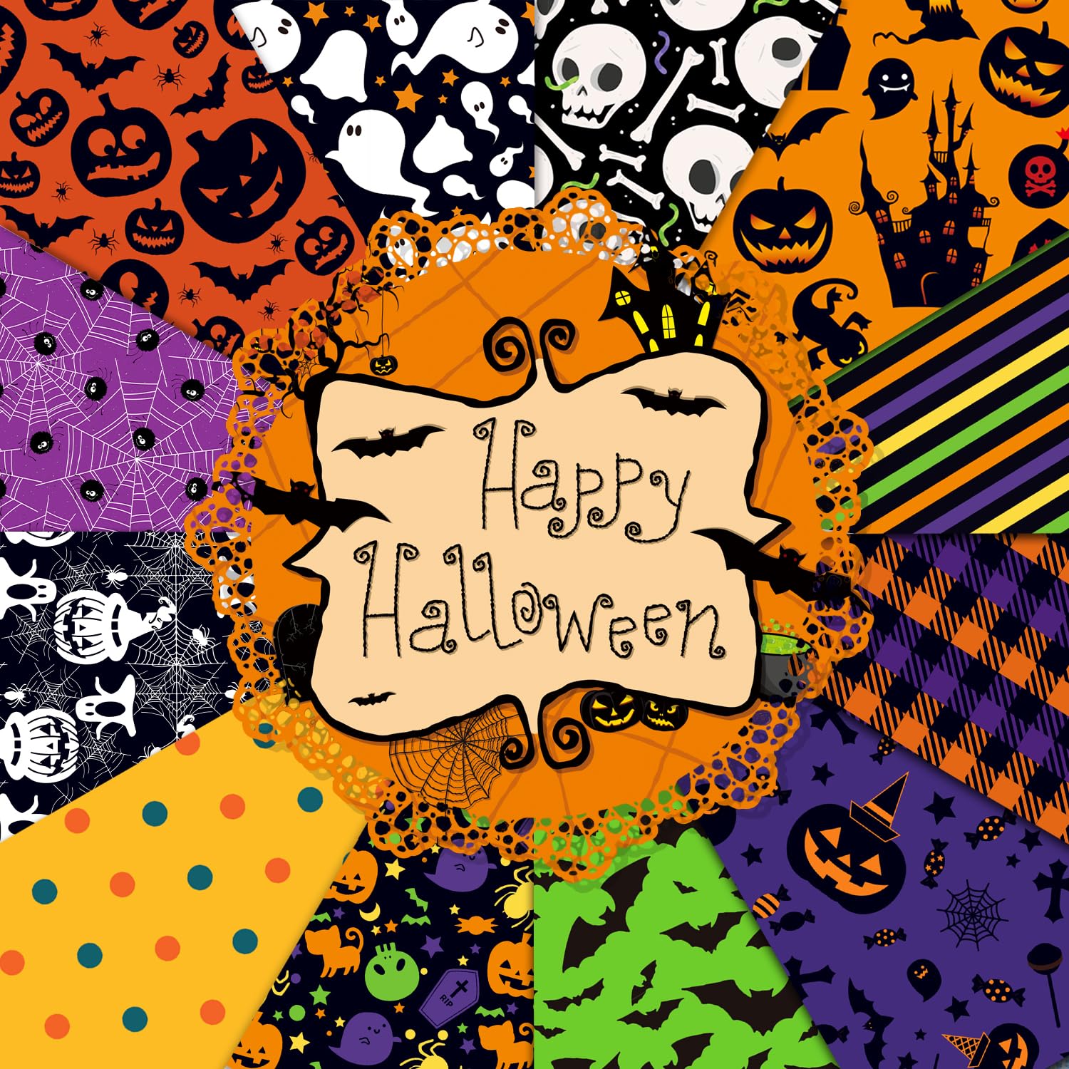 YASMEN Double-Sided Scrapbook Paper Pad, 12x12 Halloween Designer Paper Pad for Card Making, Journals, Planner, DIY Envelopes, Greeting Cards,