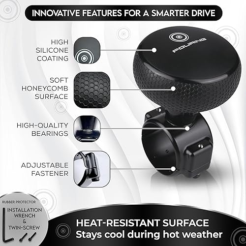 Miniatura 42 de Perilla para volante de auto de silicio color negro BL Silicon Power Handle, accesorio para auto, vehículo rojo