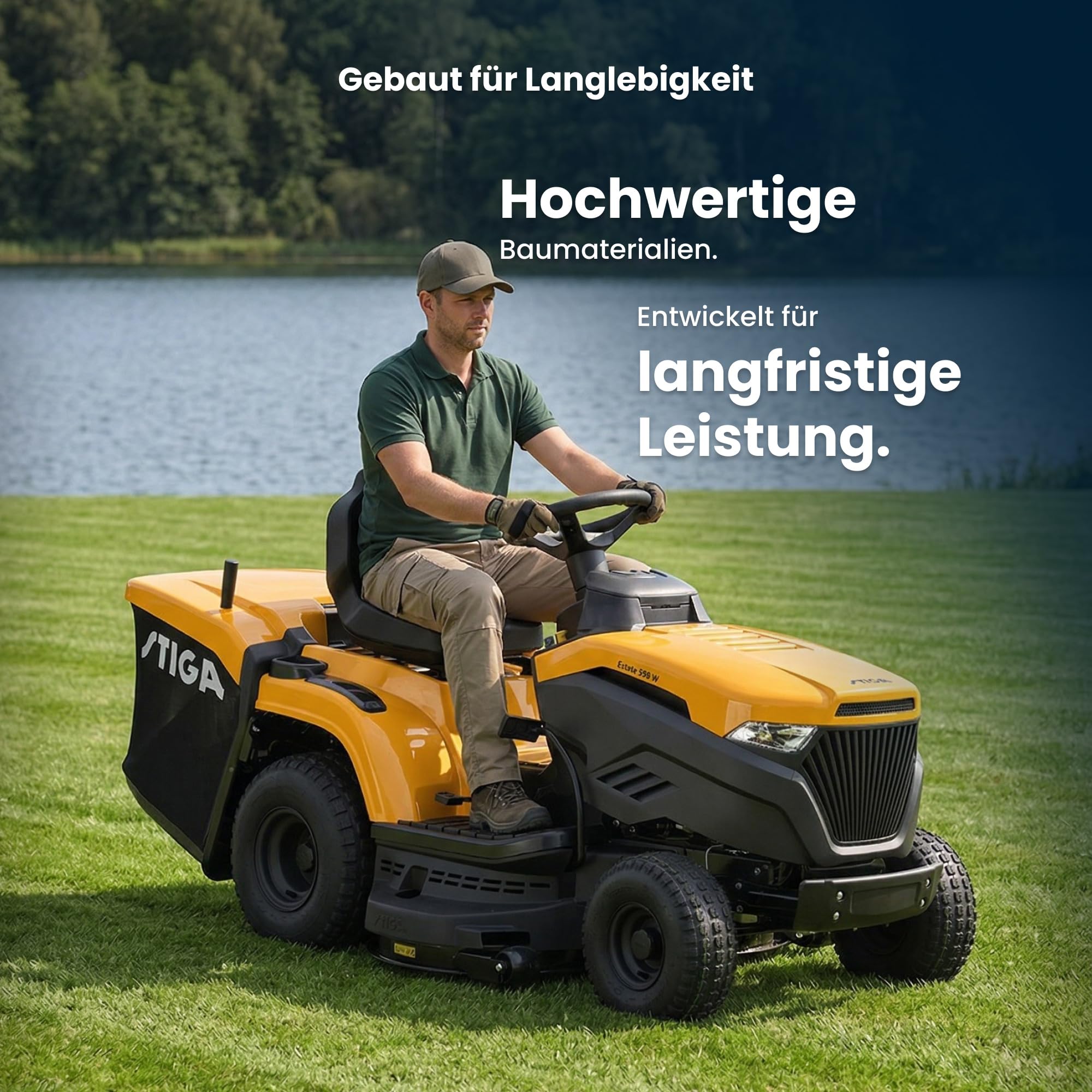 STIGA Estate 598 W Rasentraktor, 586 cm³, 98 cm, 240 L – Hydrostatischer Pedalantrieb, 3-In-1-Mähsystem – Für Große Flächen