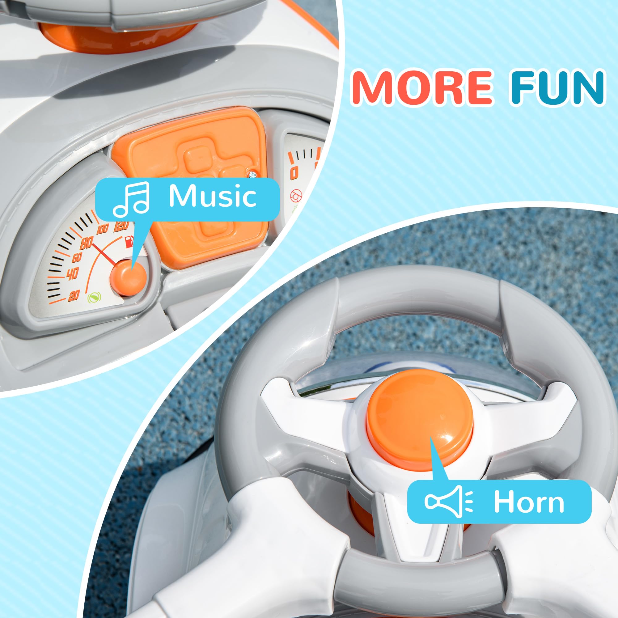 AIYAPLAY 3 in 1 Ride on Push Car, Cartoon Robot Theme Foot to Floor Slider, Baby Push Along Car with Parent Handle - Image 6