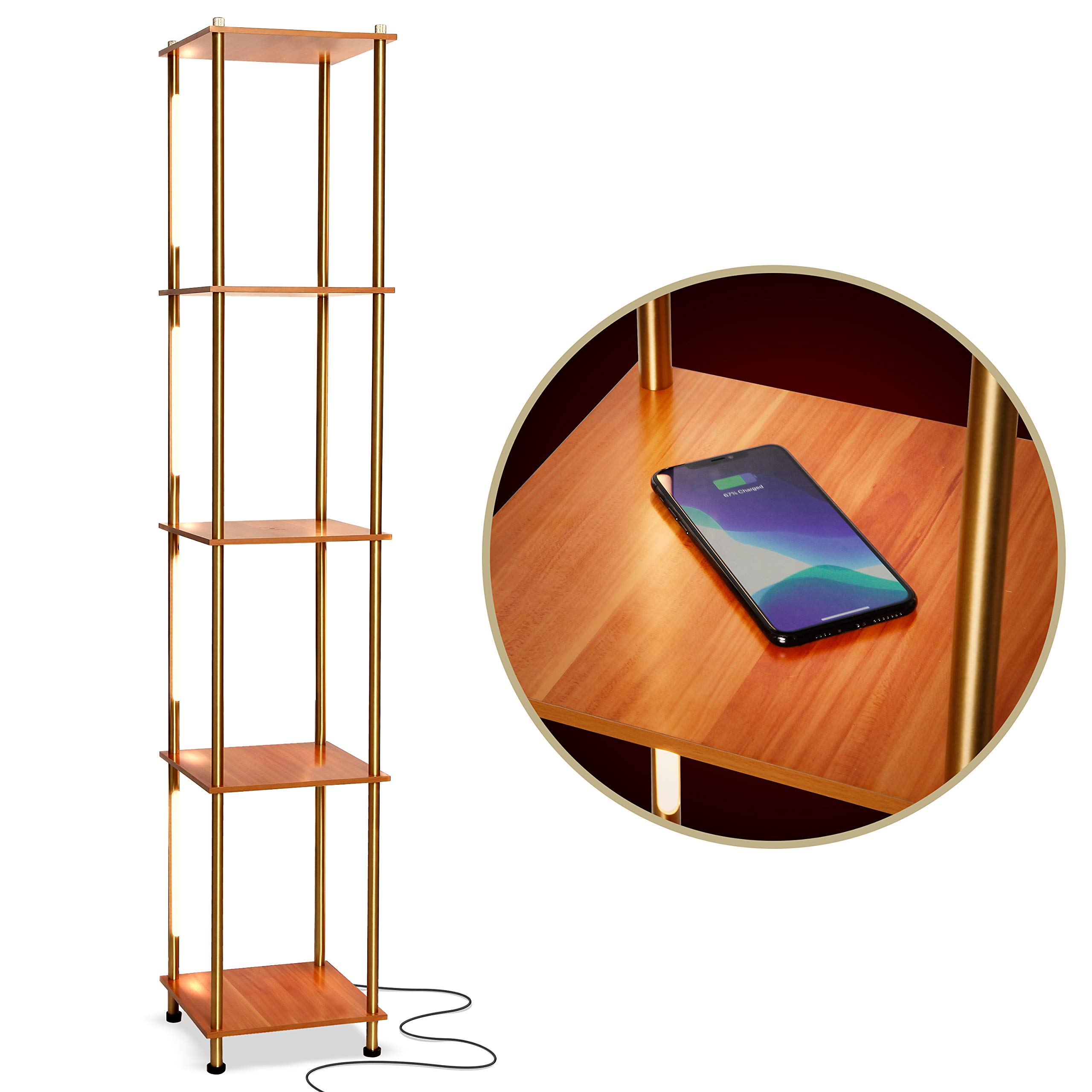 Buy Brightech Aria Metal Shelf Floor Lamp with Wireless Charging