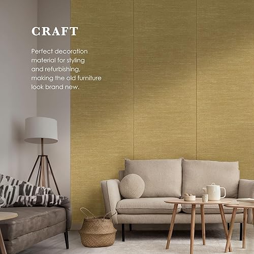 Miniatura 5 de GoDear Design Papel tapiz sintético tejido natural para remodelación del hogar y proyectos de bricolaje, tela texturizada de bambú sintético para