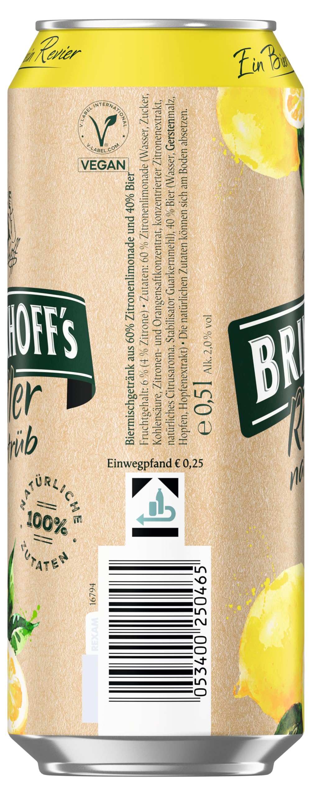 Brinkhoffs Radler Einweg 24x0,50l Dose