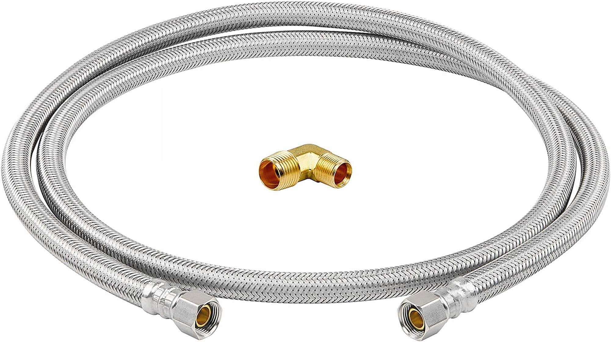 EZFluid 60" LeadFree Stainless Steel Dishwasher Hose for