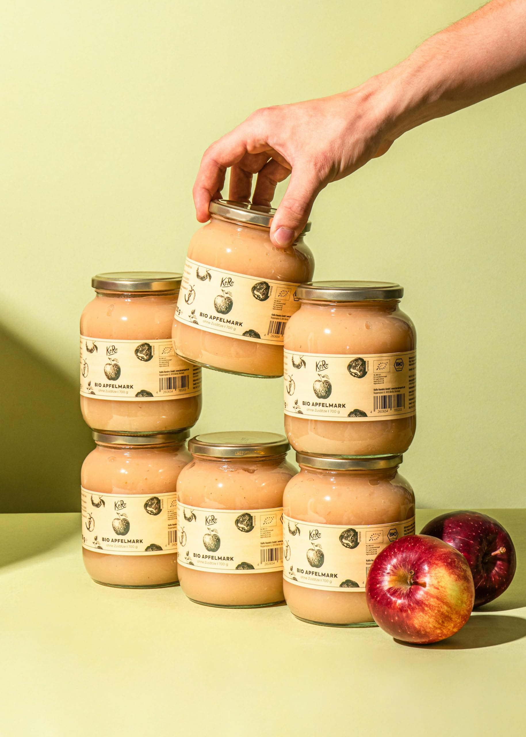 KoRo - Purea di mela bio 6 x 700 g - 100% frutta - senza zuccheri aggiunti o conservanti - da coltivazione biologica controllata