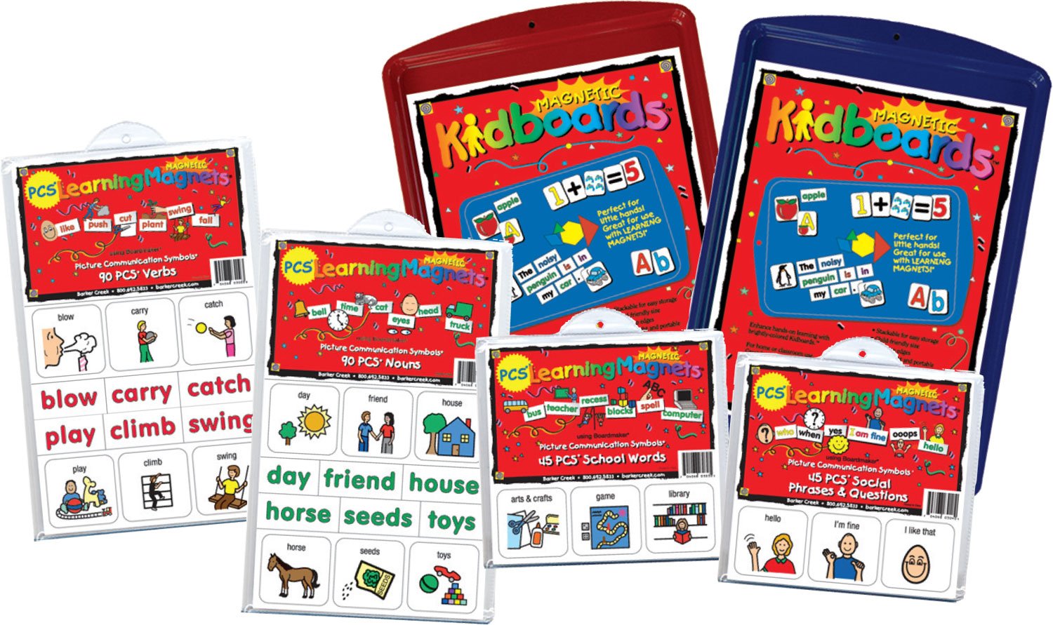 Barker Creek Learning Magnets Kit, for Children, Picture Communication Symbols & Corresponding Words, Magnetic-Receptive Kidboards (3045)