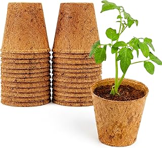PlantBest 3.25 Inch Coconut Coir Biodegradable Pots – 22 Pack, Plantab...