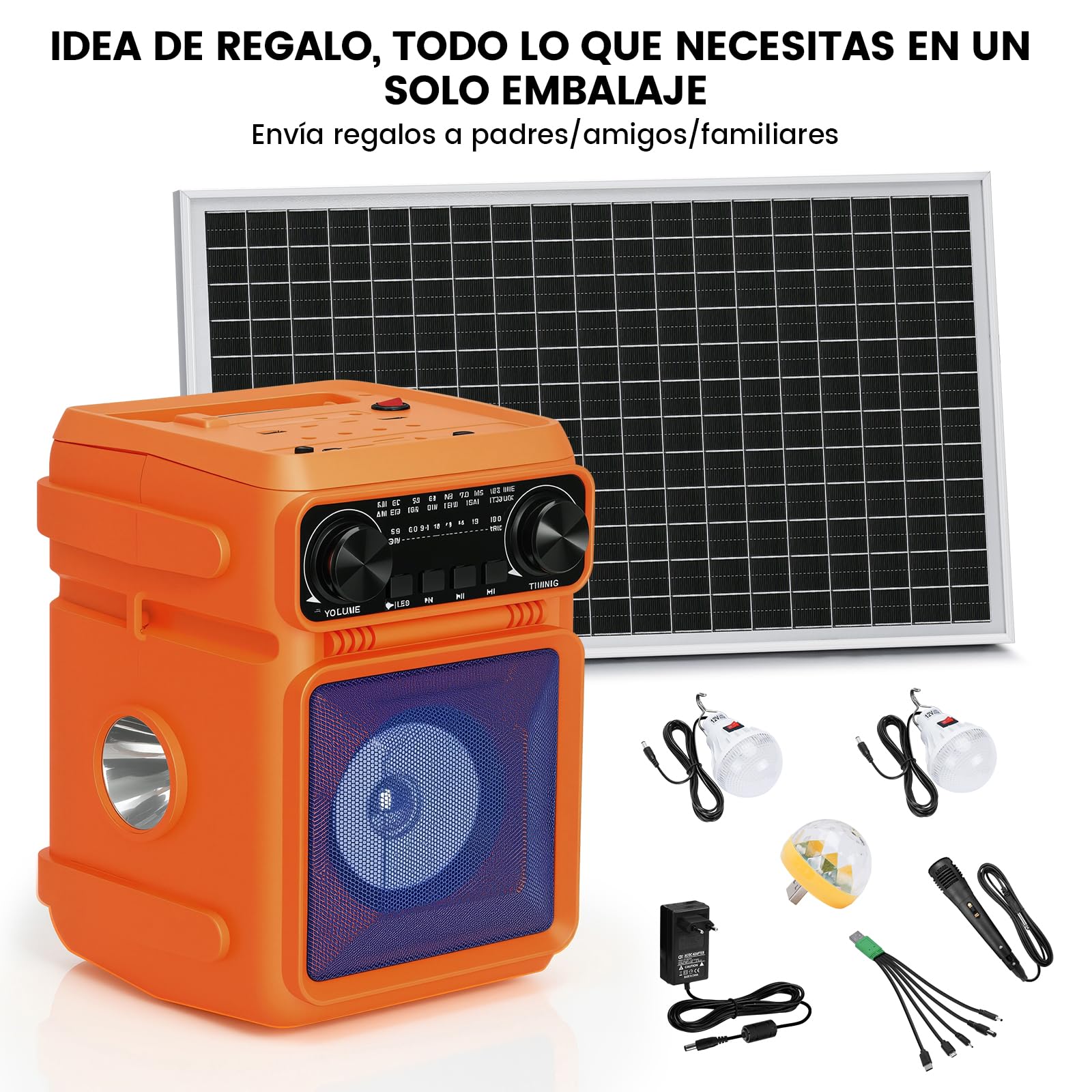 Stoccaggio di energia con sistema audio e karaoke, 24000 mAh, alimentato da pannelli solari, karaoke all'aperto/campeggio/festa