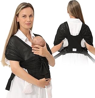 Baby Wrap Carrier - from Newborn Infant to Toddler up to 44 lbs - Easy Child Sling for Carrying Kangaroo Style - Lightweight Chest Harness for Mom and Dad