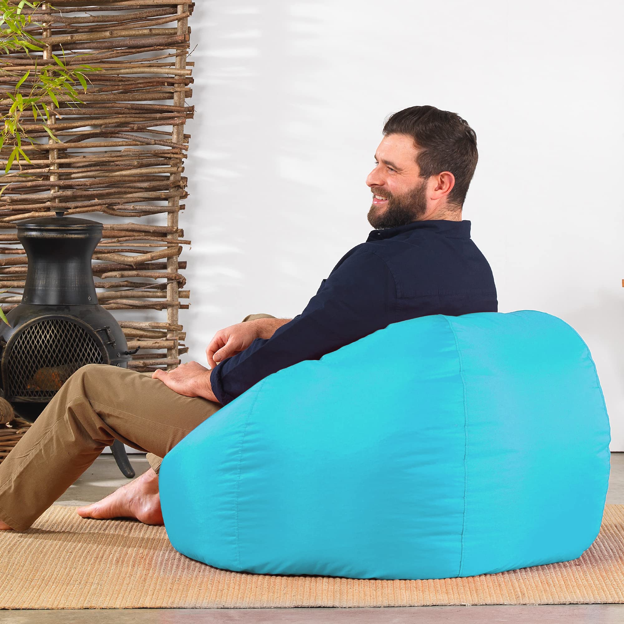 Bean Bag Bazaar Classic Bean Bag Chair, Aqua Blue, Large Indoor Outdoor