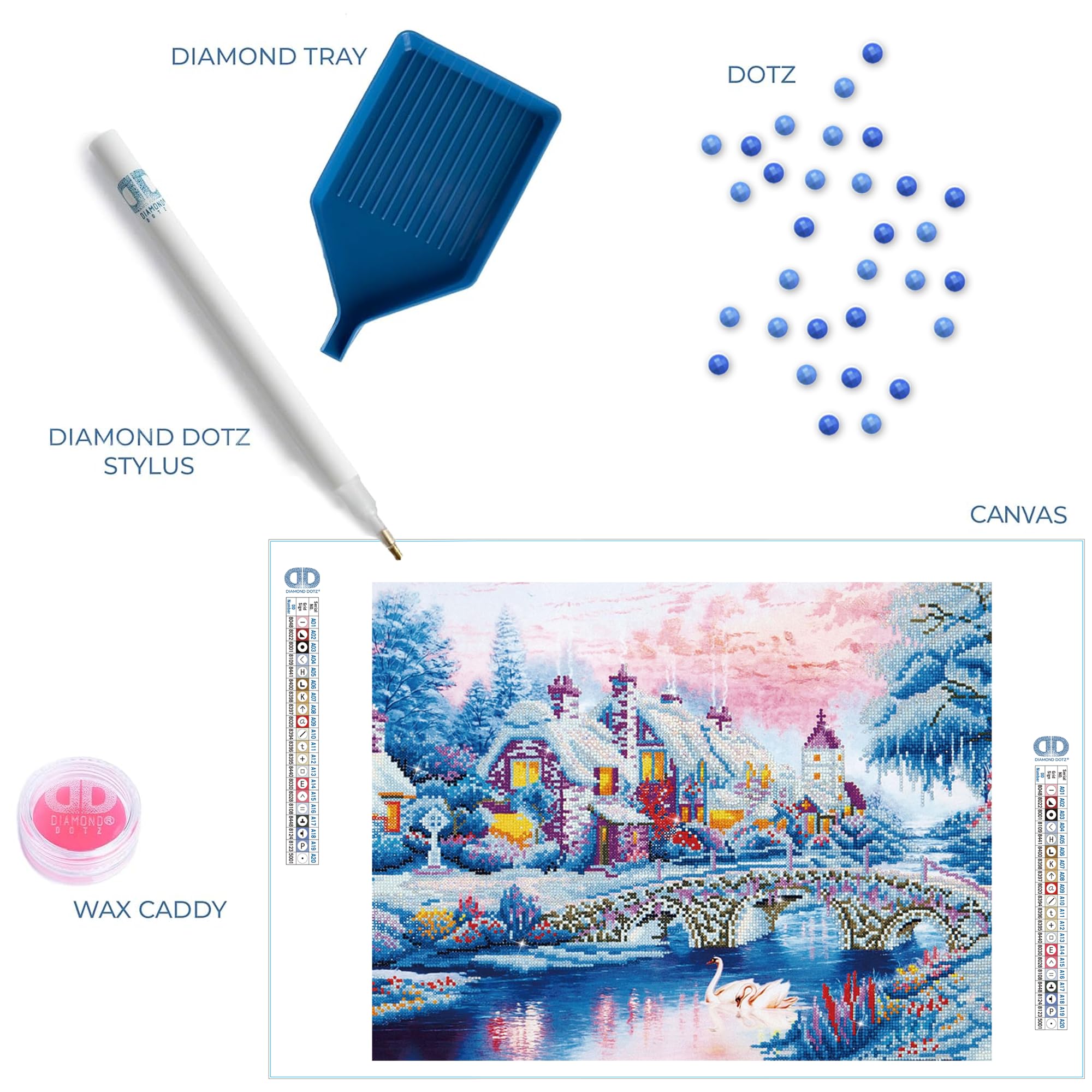 Kit de peinture au diamant, village d'hiver