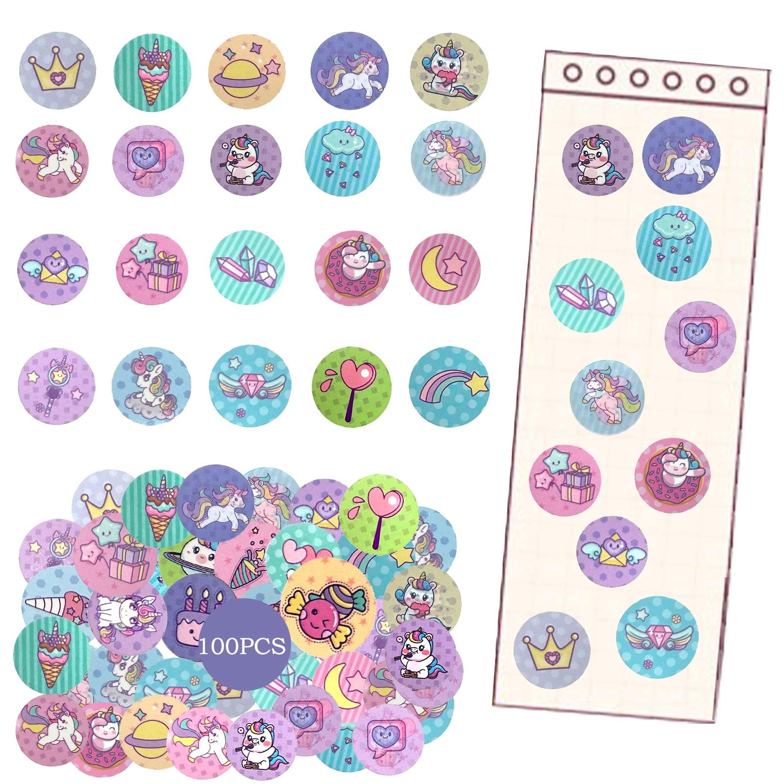 Refill Stickers 100pcs for Sticker Stamper 6 Pages Sticker Book with 100 Stickers, Sticker Stamp Dinosaur, Arts and Crafts Fidget Toy