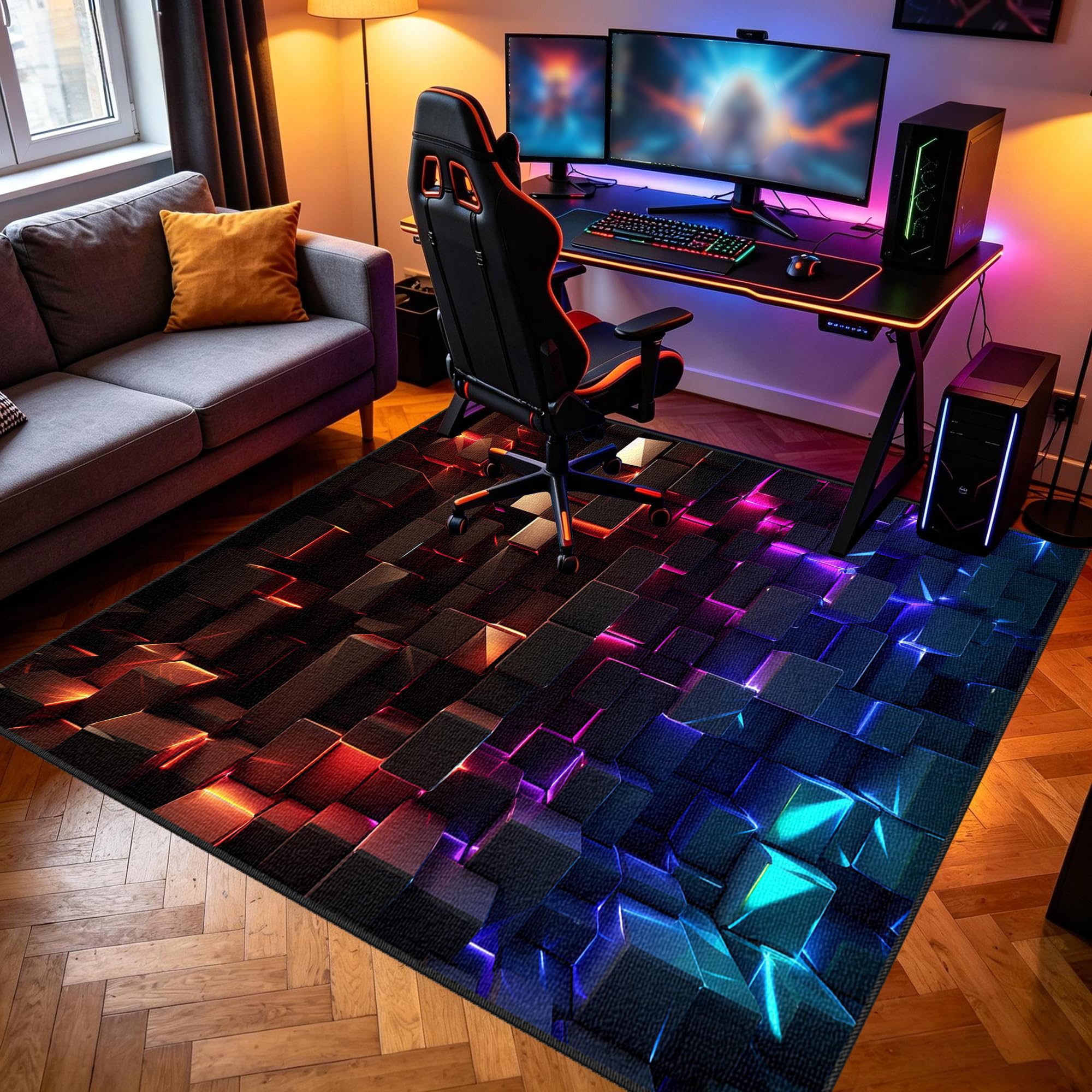 Mata do zabawy do pokoju chłopięcego, mata dla graczy, antypoślizgowa mata na krzesło do gier, mata do zabawy do dekoracji pokoju zabaw, mata ochronna na podłogi 130 x 170 cm / 51,18 x 66,93 cala