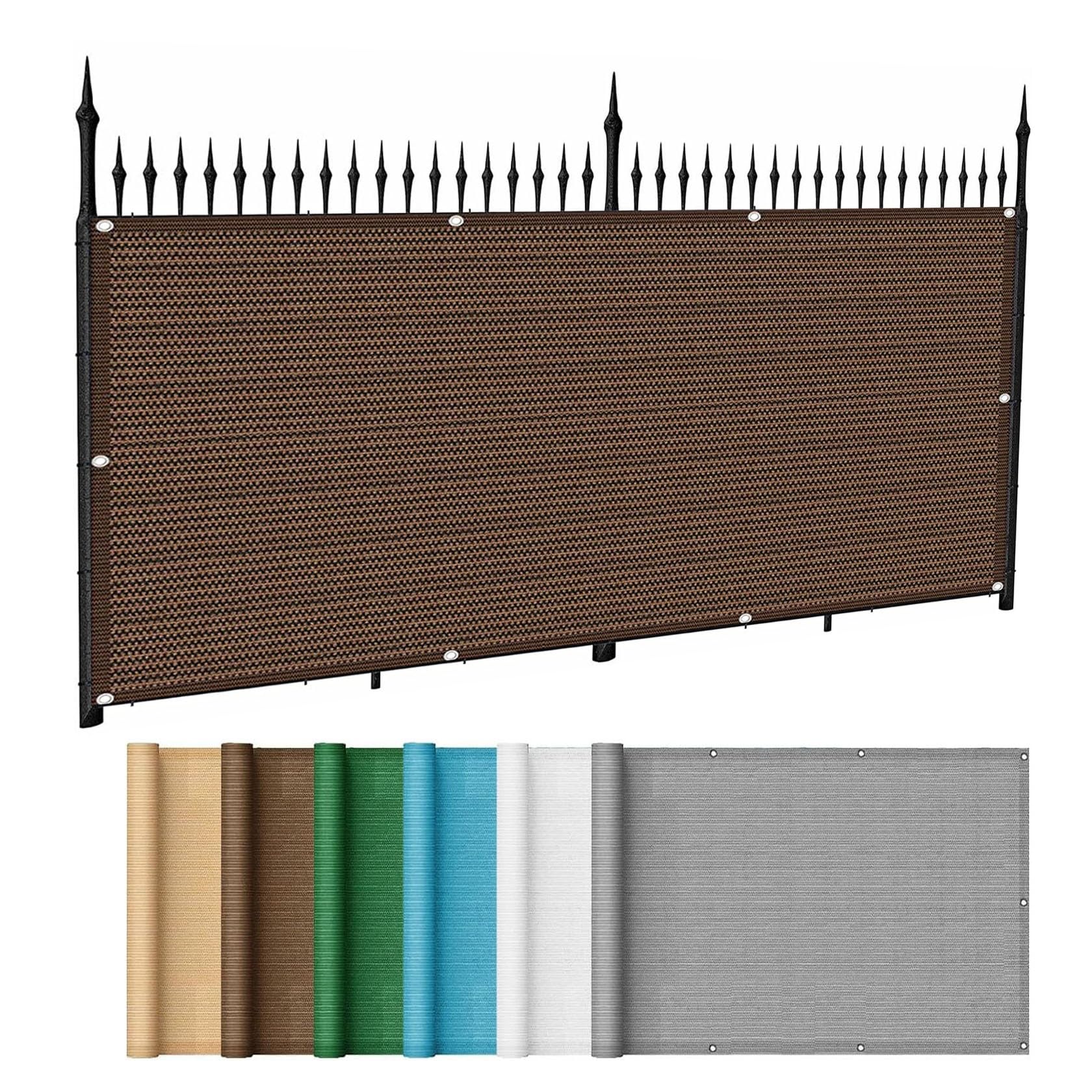 Balcony Privacy Screen Fence Cover 60 x 850 cm(24 x 335inch) Wind and UV Protection Balcony Cover for Shade Railing Shield Mesh Customized for Backyard Deck Railing, Brown