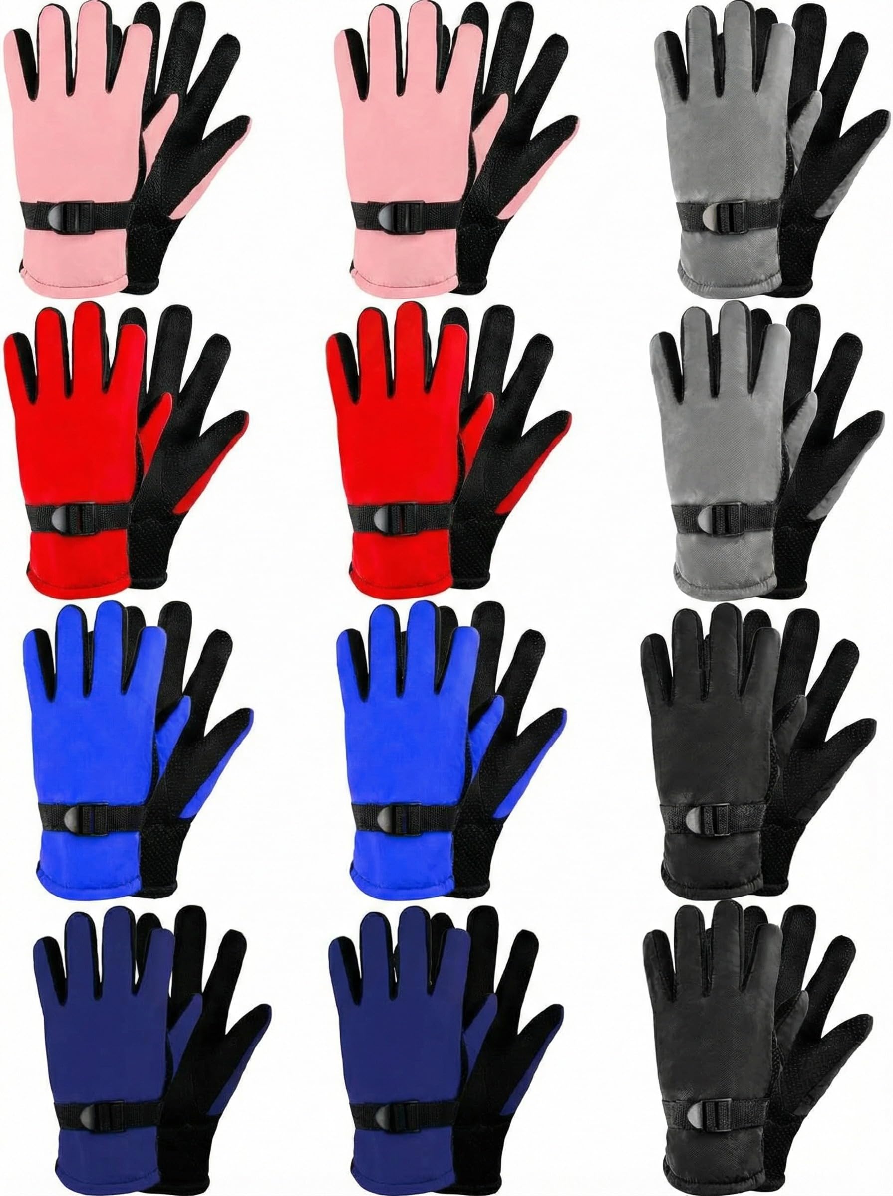 Boyiee 12 Pares Guantes Cálidos de Esquí de Nieve Guantes de Invierno para Niños Impermeables