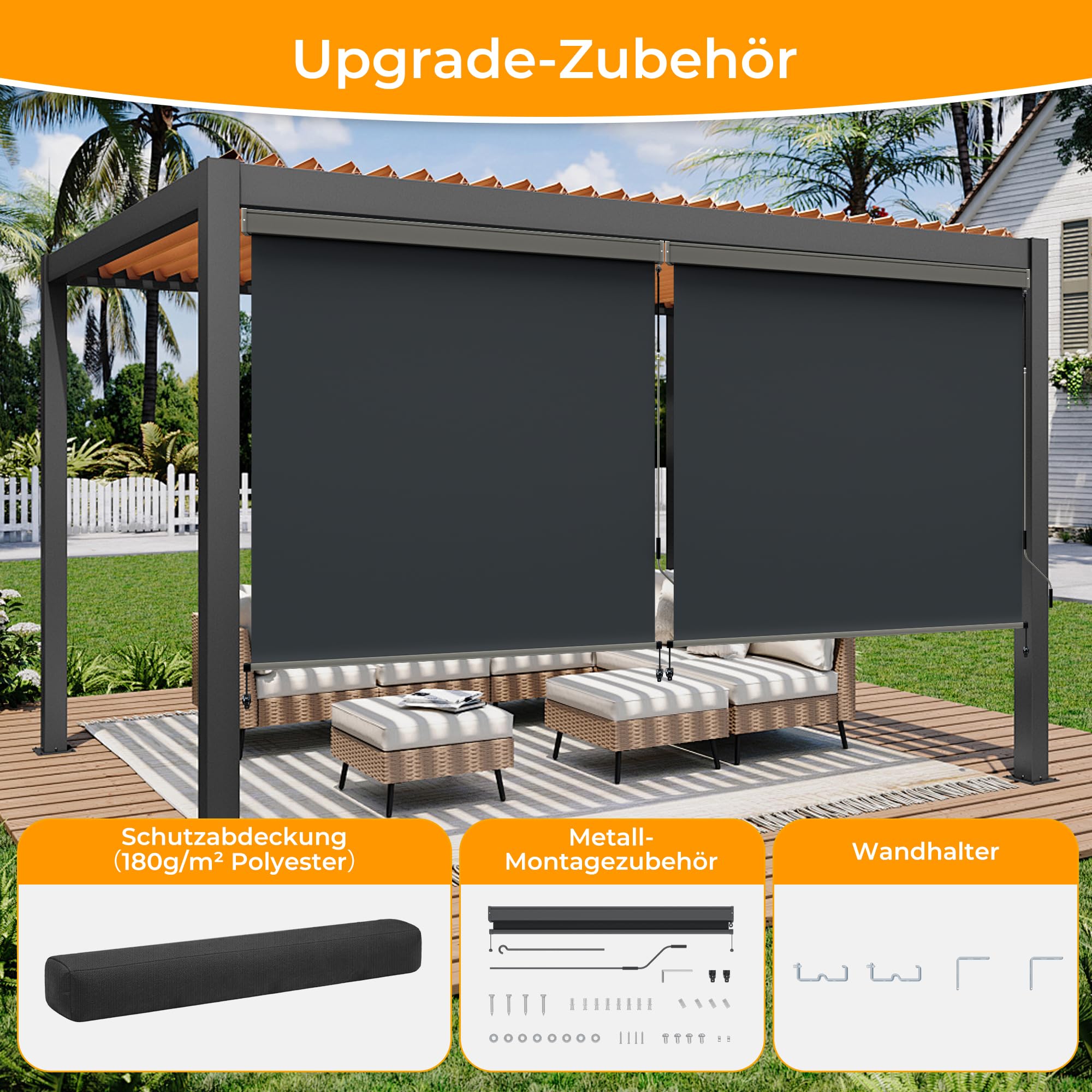 HOMEDEMO Senkrechtmarkise 160x250cm, Außenrollo mit Einstellbare Handkurbel & Alu-Kassette, Balkonrollo Markise, Sicht-und Sonnenschutz, UPF 50+, Wasserfest, Balkon, Terrasse, inkl.Abdeckung Anthrazit