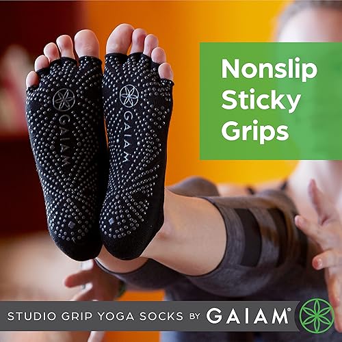 Miniatura 2 de Gaiam Grippy Studio - Calcetines de yoga para un agarre adicional en yoga estándar o caliente barra pilates ballet o en casa para mayor equilibrio y