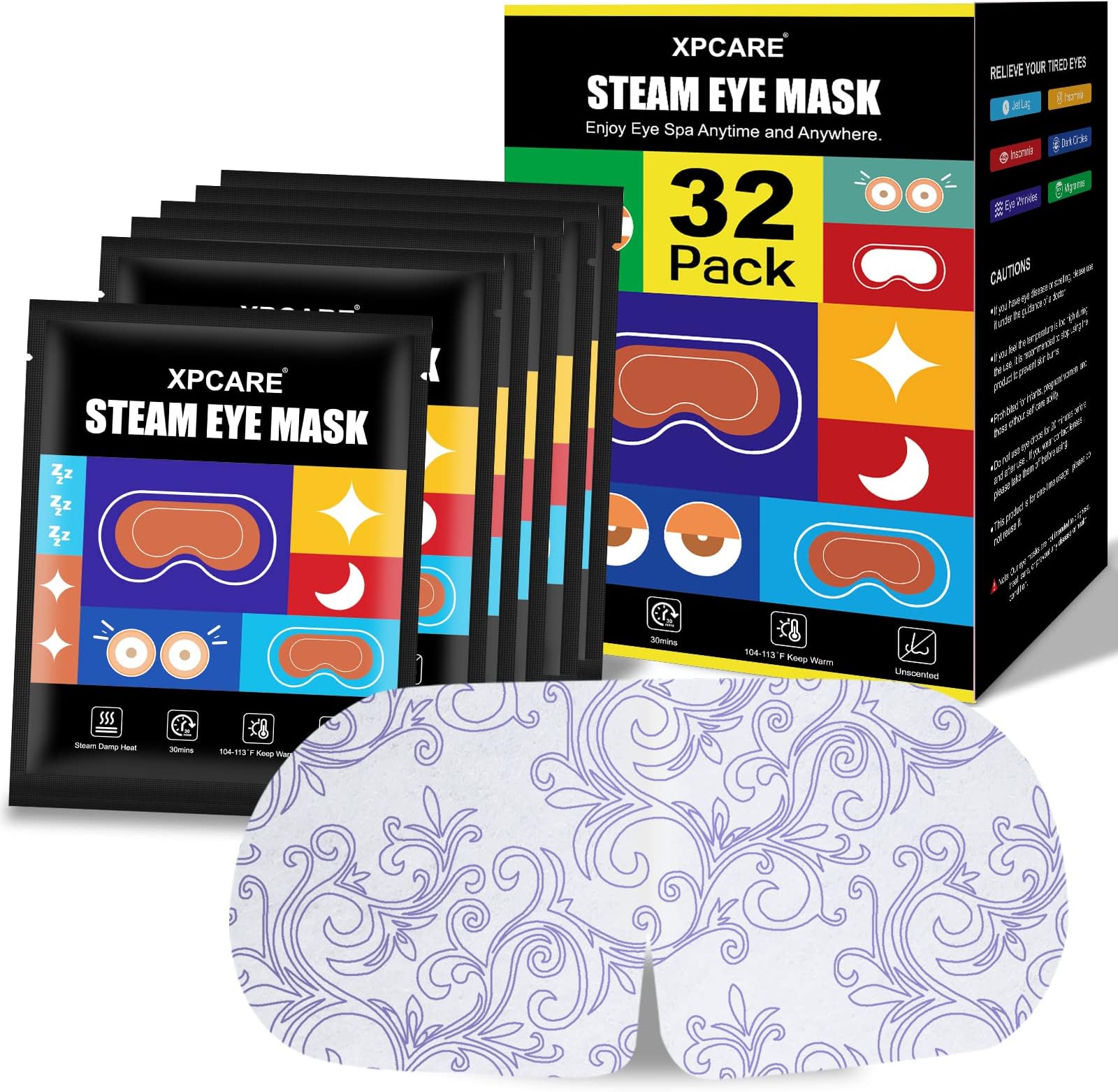XPCARE 32 Pack Steam Eye Masks for Dry Eyes, SPA Warm