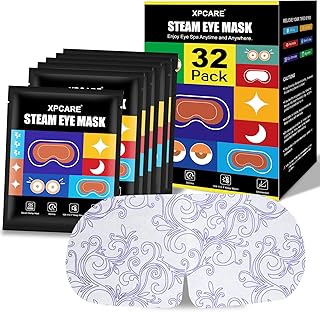 XPCARE 32 Pack Steam Eye Masks for Dry Eyes, SPA Warm Sleep Eye Mask, Disposable Heated Eye Mask for Dark Circles, Puffy Eyes, Relief Stress Eye Fatigue
