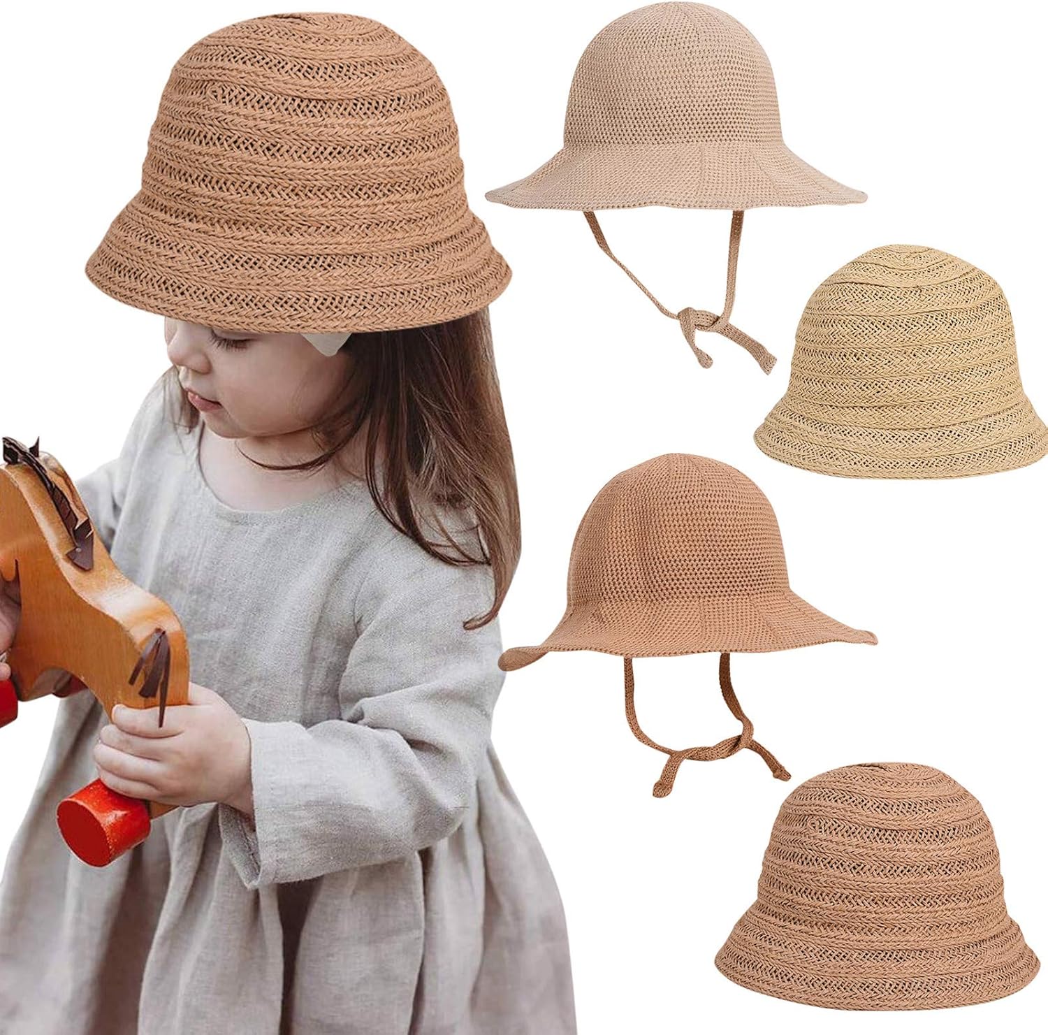 Sonnenhut Für Kinder Mit Schleife | Atmungsaktiver Strohhut | Baby Sommerhut Für Strand