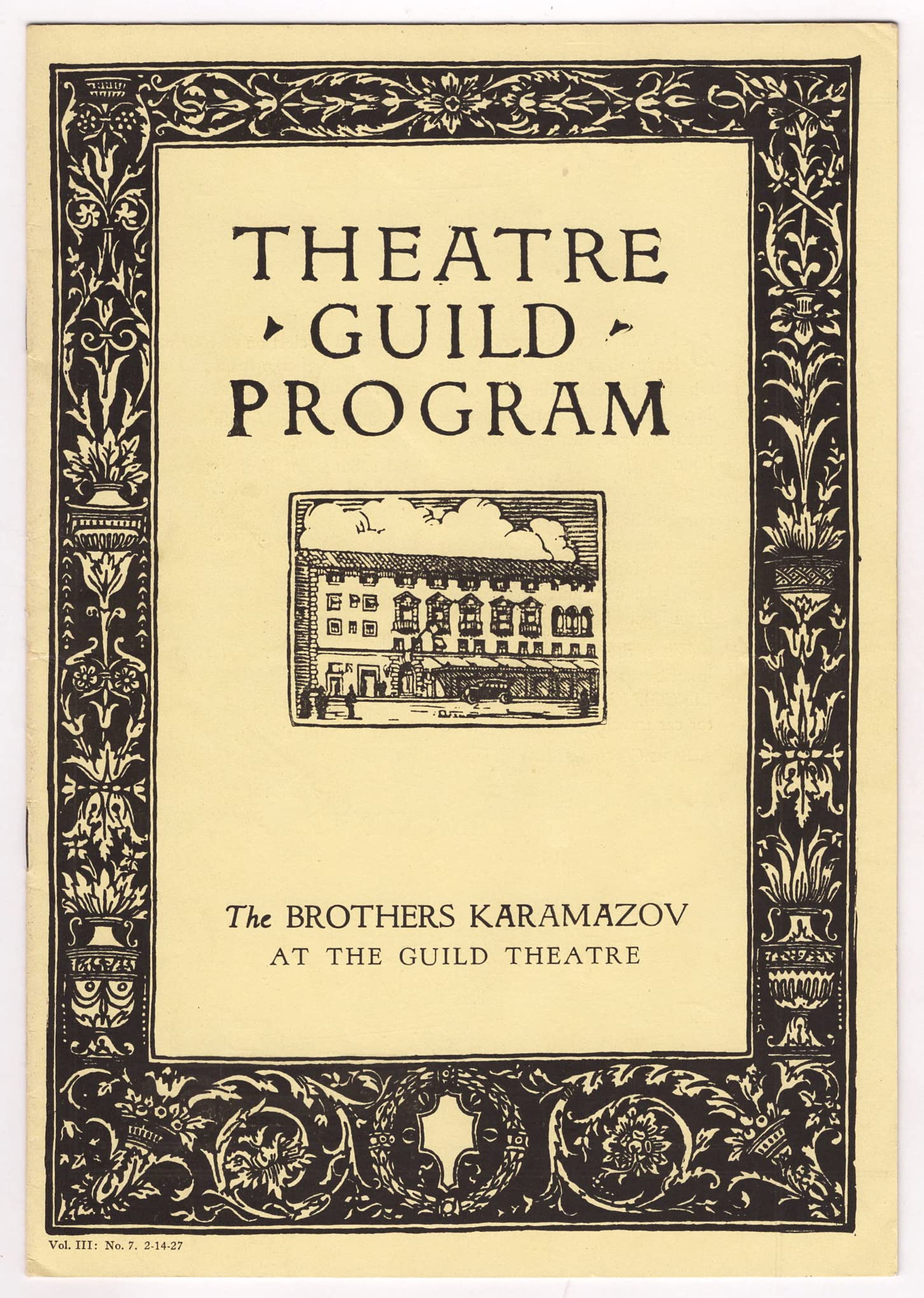 Lunt and Fontanne"BROTHERS KARAMAZOV" Morris Carnovsky/Dudley Diggs/Edward G. Robinson/Phyllis Conard 1927 Broadway Program (Playbill)