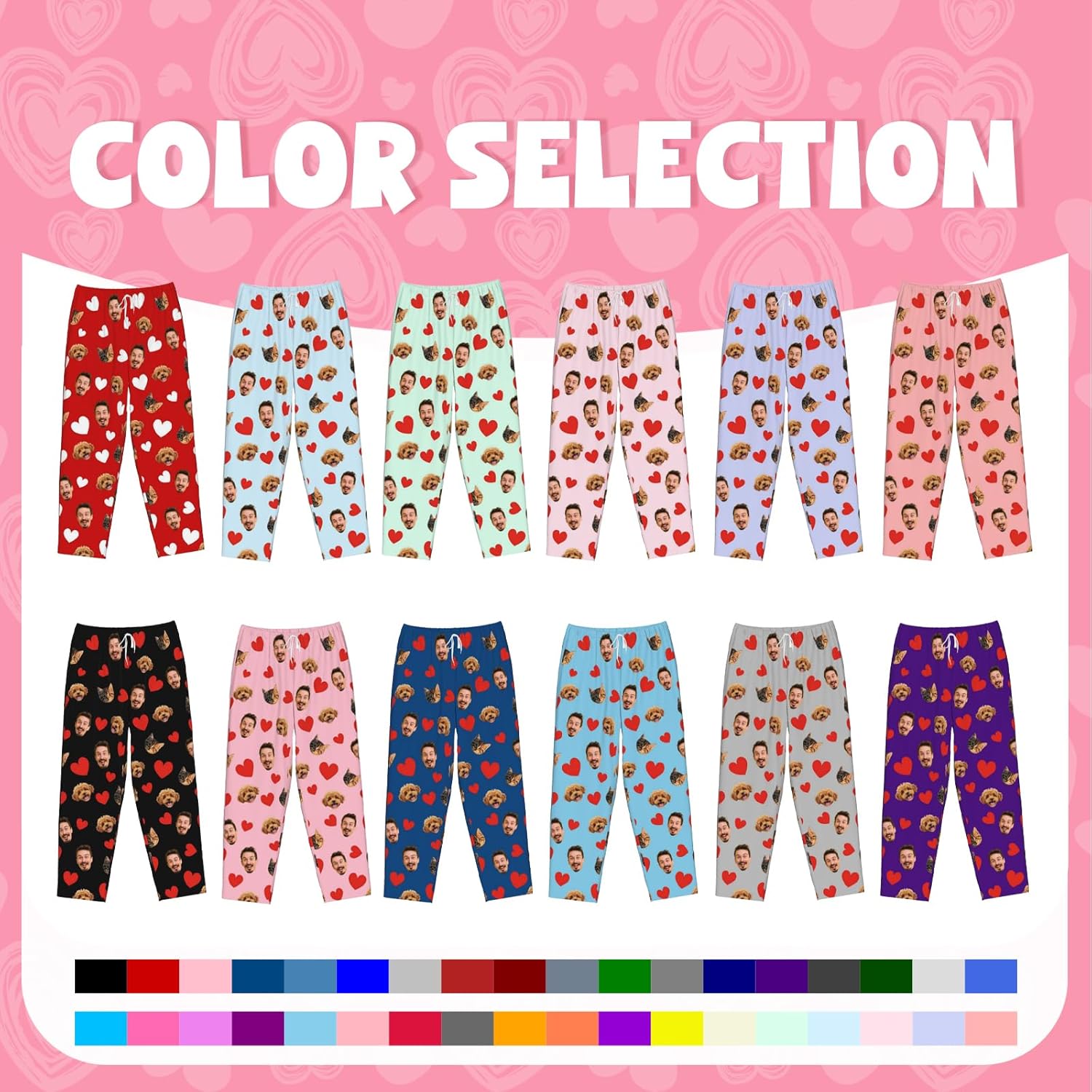 Custom Pajama Pants, Personalized Pajamas with Face, Custom PJ Pants for Valentine’s Day Gifts - Image 2