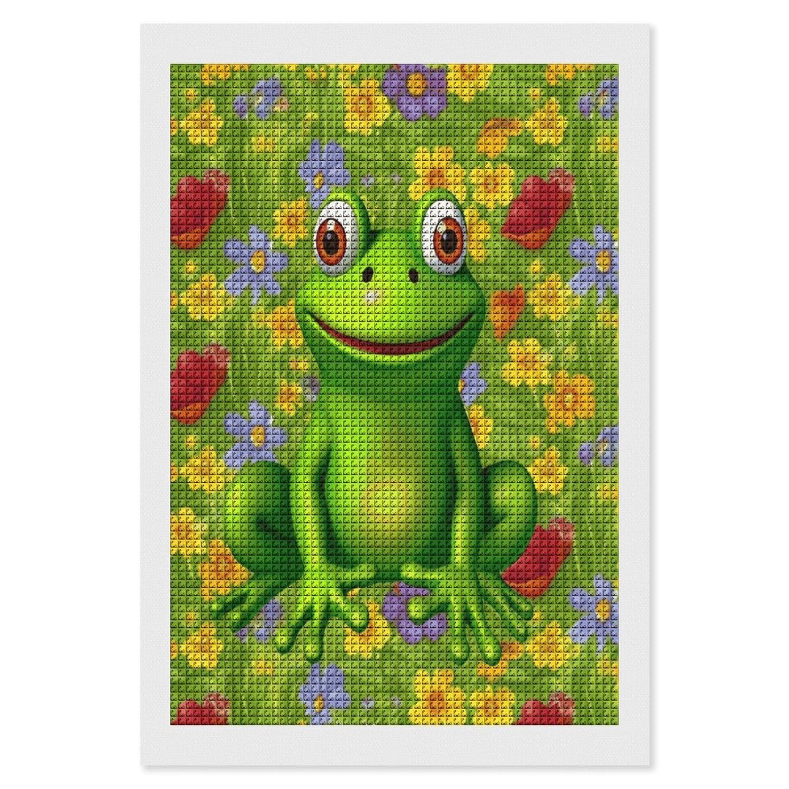 FodPand Frog Diamond Painting Kit for Beginner Fun 5D DIY Crafts for Adults Diamond Art Kits Square Diamond Art Canvas Painting Gem Art Crafts for Home Wall Decor 8"x12"