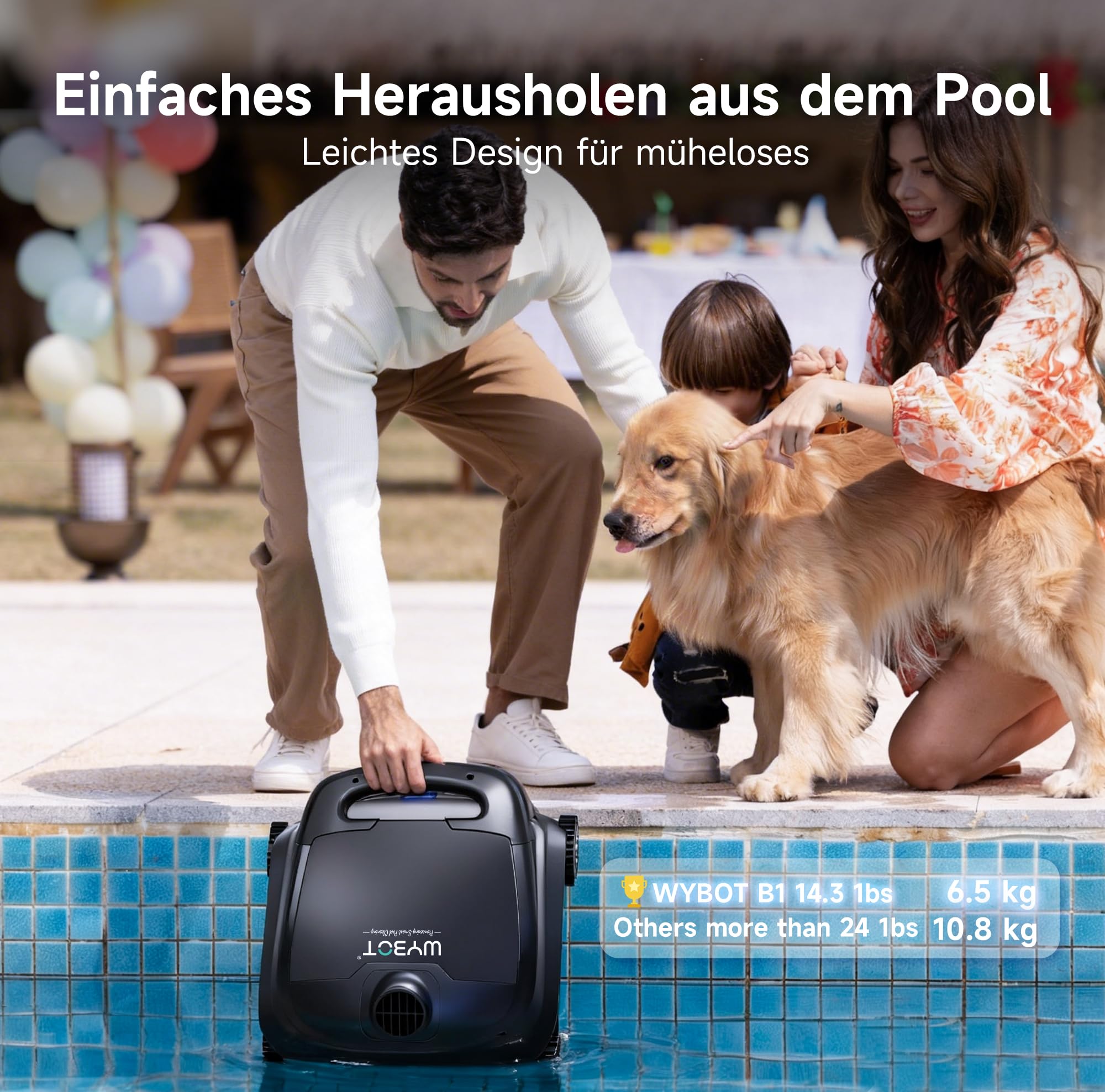 WYBOT B1 Akku-Poolroboter für kleine Pools, Leichter intelligenter Poolreinigungsroboter mit App-Steuerung, Wand- und Bodenabdeckung, Zwei Seitenbürsten, bis zu 100 Minuten Laufzeit, Schwarz-Grün