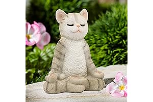 Meditating Zen Garden Cat Statue Figurine - Create a Tranquil Oasis in Your Abode