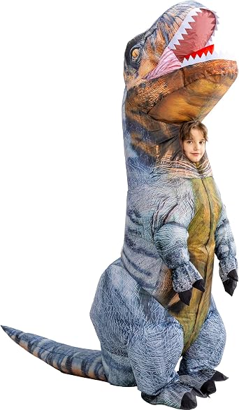 RQUXMT Inflatable T Rex Costume Kids,Blow Up Full Body Dinosaur Suit,Halloween Costumes for Boys Girls