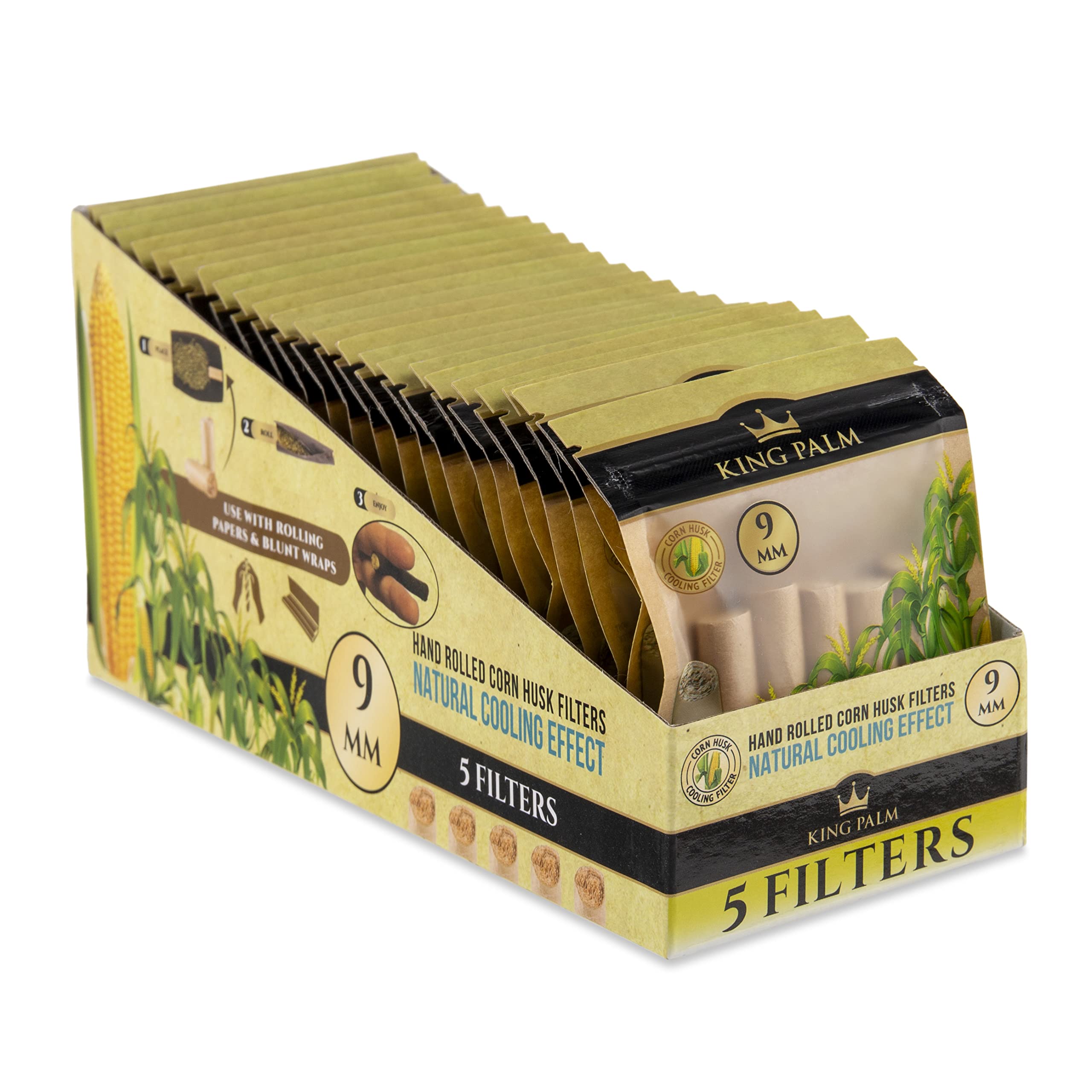 King Palm Corn Husk Filters - 9mm - (1 Pack - 5 Filters