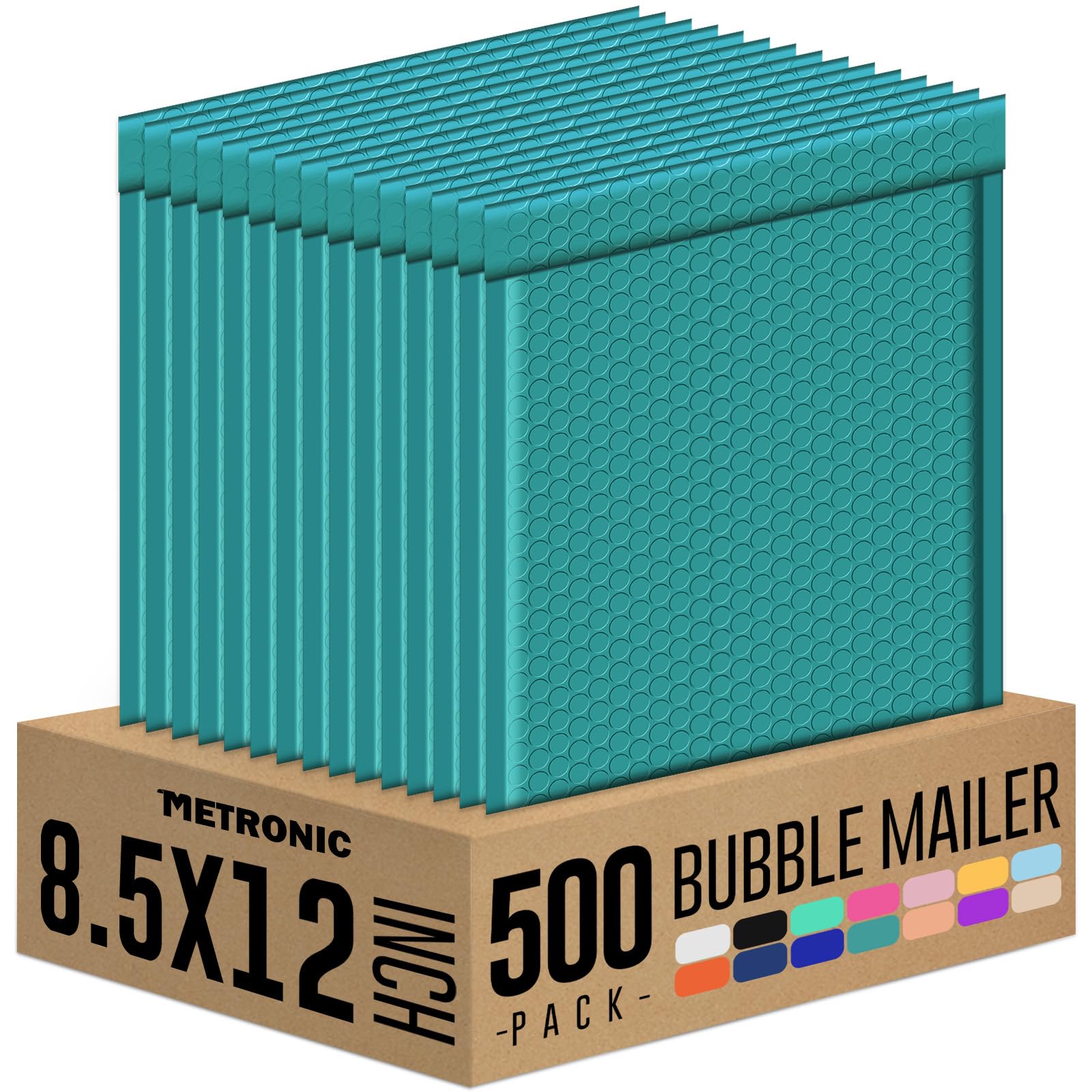 Metronic Bubble Mailers 8.5x12 Inch 500 Pack Forest Green Padded Envelopes