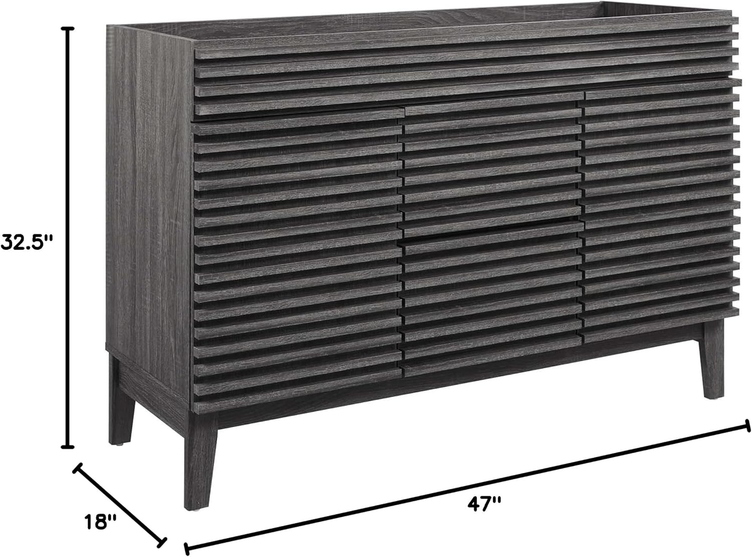 Ergode Render 48 Double Bathroom Vanity Cabinet-Mid-Century Modern Style, Smooth Laminate, Full-Extension Drawers, Soft-Close Doors