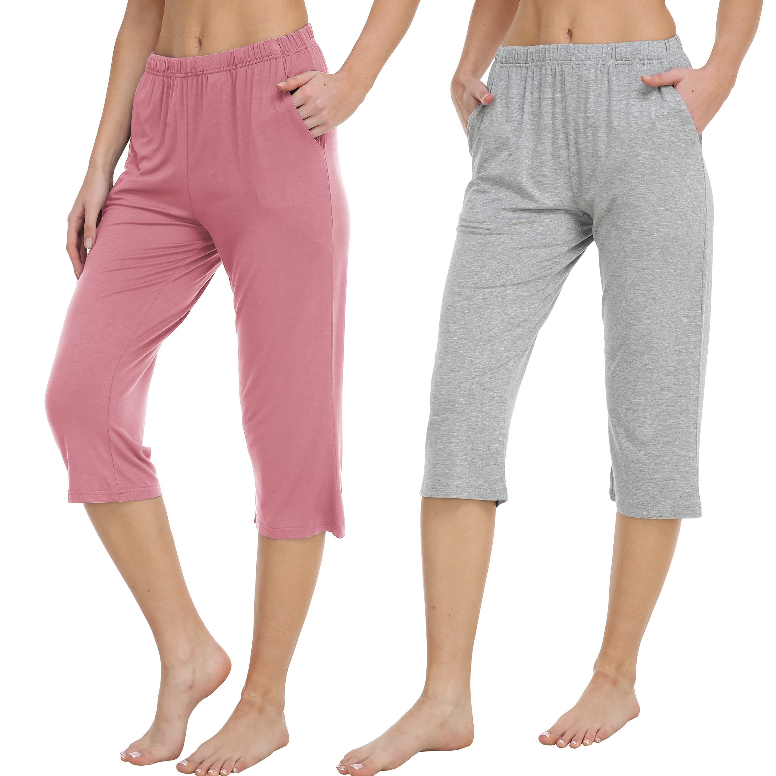 MoFiz Pantacourt de Pyjama Femme Bas Pyjama Modal Leger Pantalon Parfaits pour Le Sport ou Nuit
