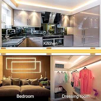 COB LED Strip Lights 5m, 480 LEDs/M, 24V, Warm White, 3000K | Dimmabled LED Strip for Bedroom, Kitchen, TV Backlight, Media Wall, Coving, 8mm Wide, CRI 92, Uniform, Continuous Light [Energy Class F]