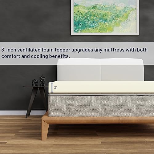 Miniatura 4 de Nutan Cubrecolchón de espuma de alta densidad de 3 pulgadas, añade comodidad al colchón, individual, beige