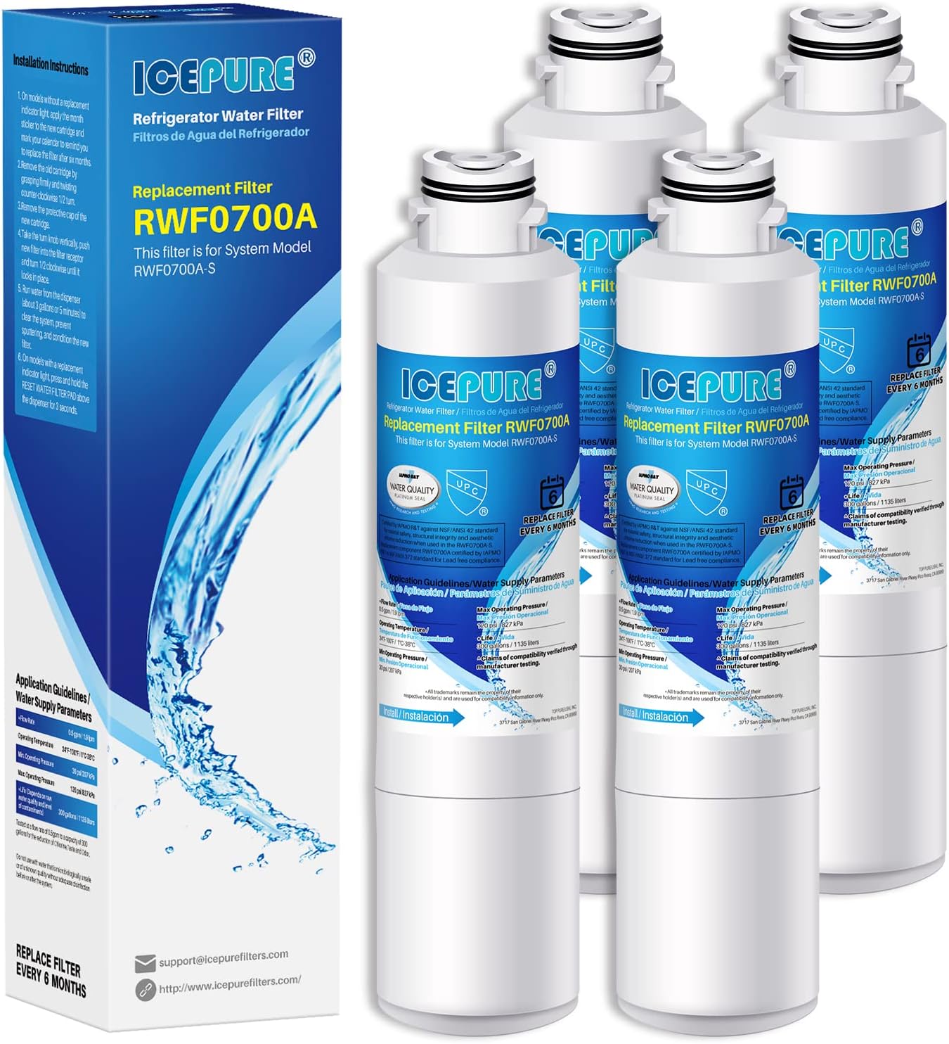 ICEPURE DA2900020B Refrigerator Water Filter Replacement for Samsung DA2900020A, HAF-CIN/EXP, HAFCIN, KENMORE 469101, RF23J9011SR, RF28HFEDBSR, RF4267HARS, RF28HMEDBSR, DA29-00020B-1, 4PACK