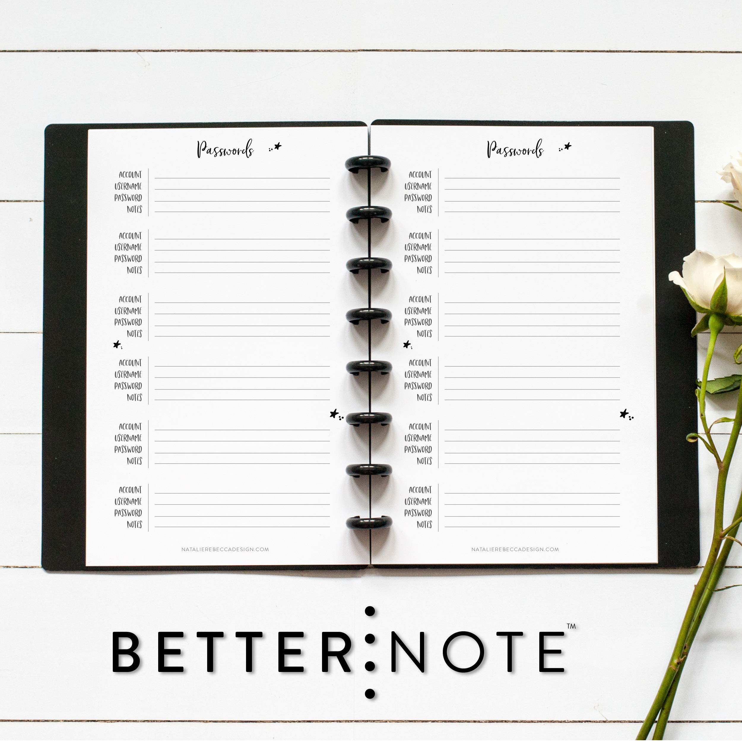 Snapklik.com : BetterNote Password Tracker Refill Pages For Disc ...