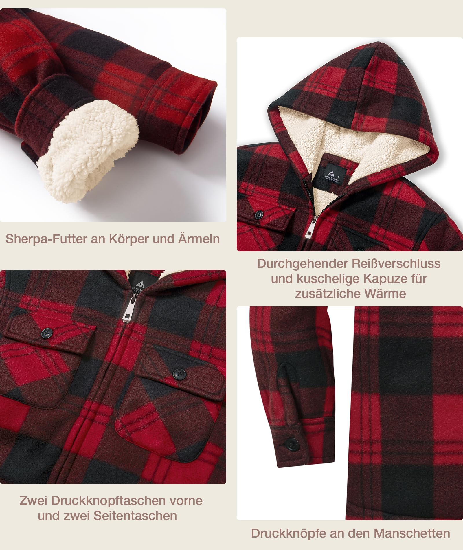 zitysport Chaqueta Niños Camisa Invierno Gruesa Sudadera con Capucha A Cuadros Niño Cremallera Cálida De Franela Chicos Sudadera Aire Libre Forrado Invierno Para Bolsillo