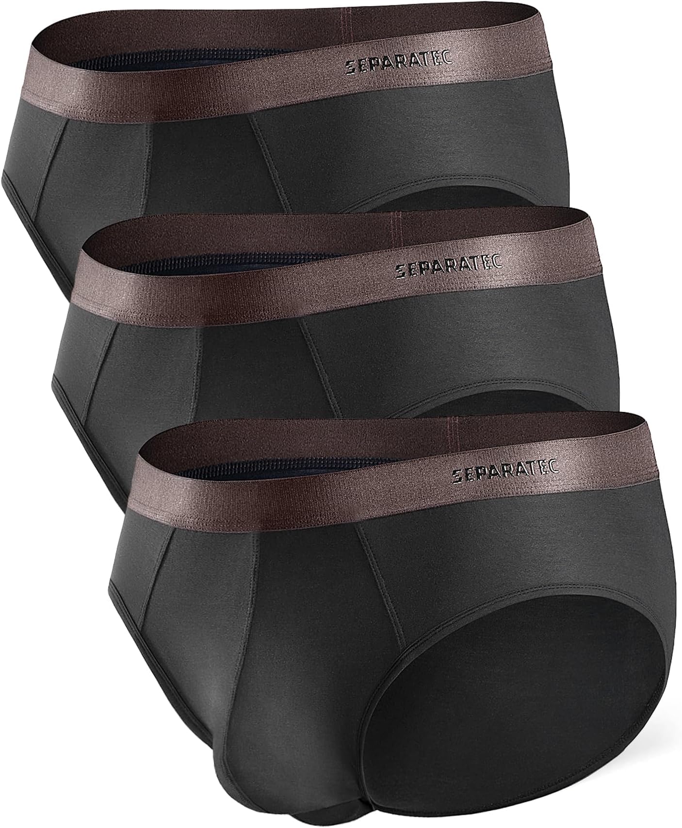 Separatec Mens Underwear With Pouch Breathable Cooling Rayon Made from Bamboo Underwear, Dual Pouch Mens Briefs 3 Pack