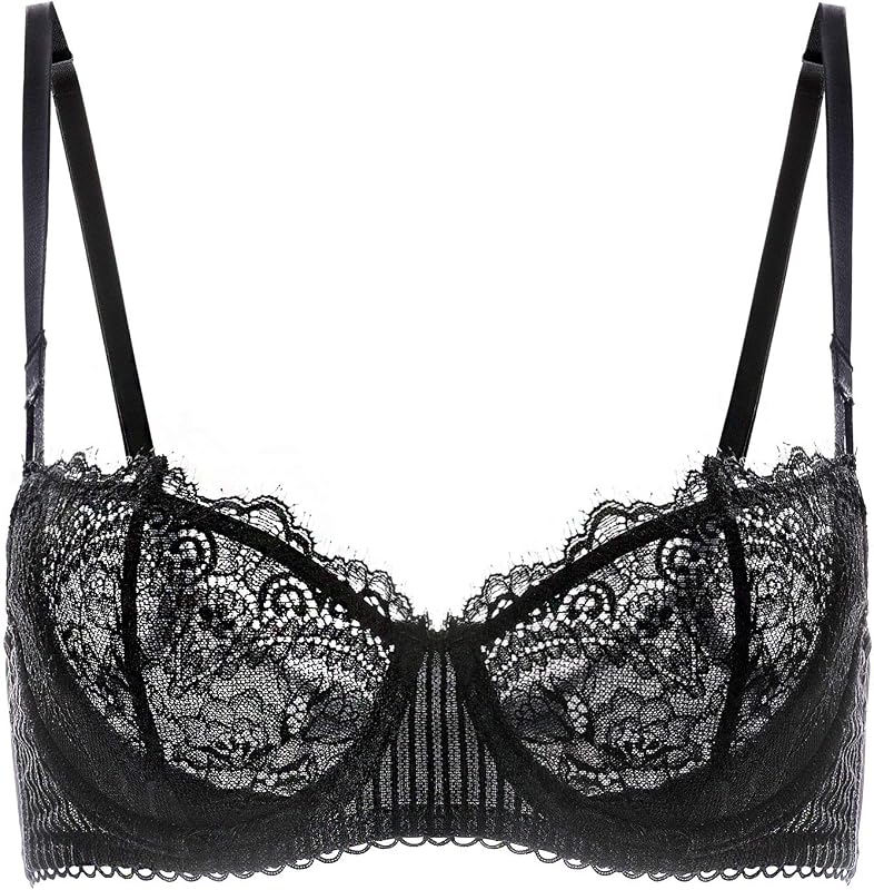 Women's Eyelash Lace Balconette Push Up Bra